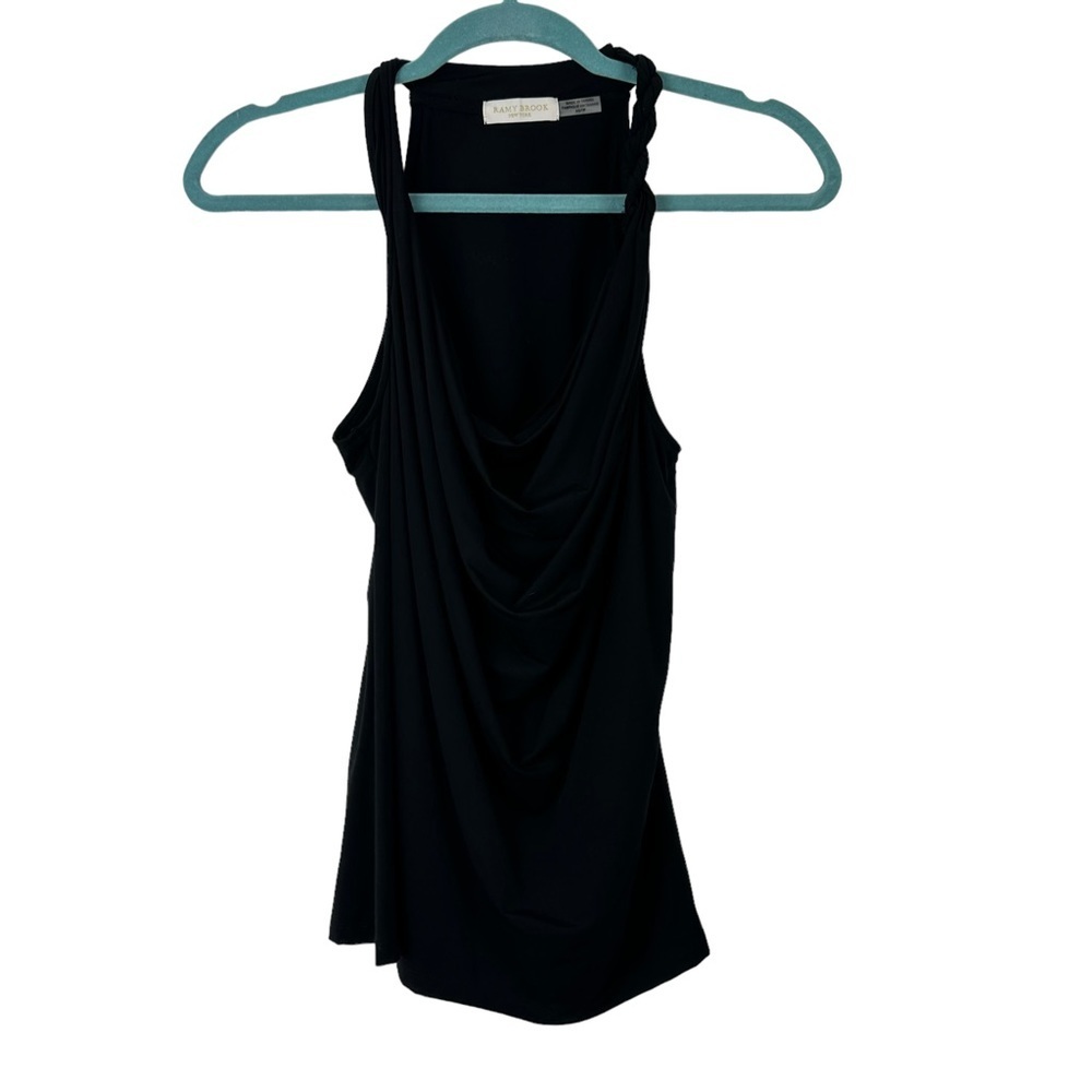 Ramy Brook Womens Black XS Cowl Neck Twist Strap Sleeveless Dress‎